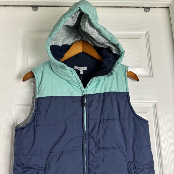 Ocean + Coast Womens Blue Color Block Hooded Puffer Vest NWT - Picture 3 of 6